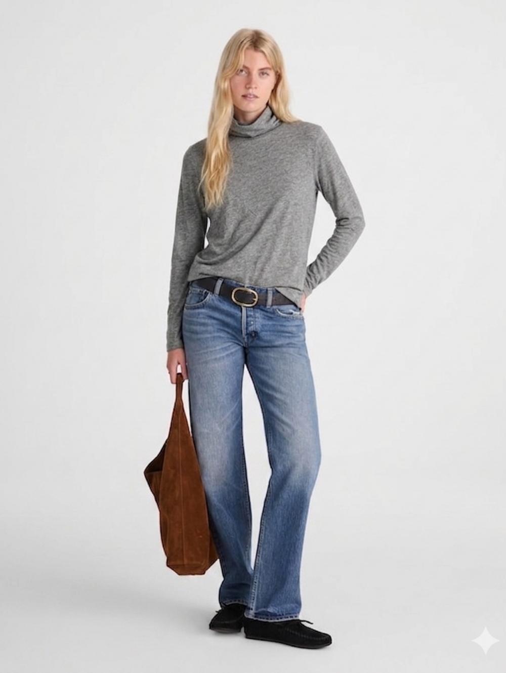 Madewell Gray Long Sleeve Turtleneck Top